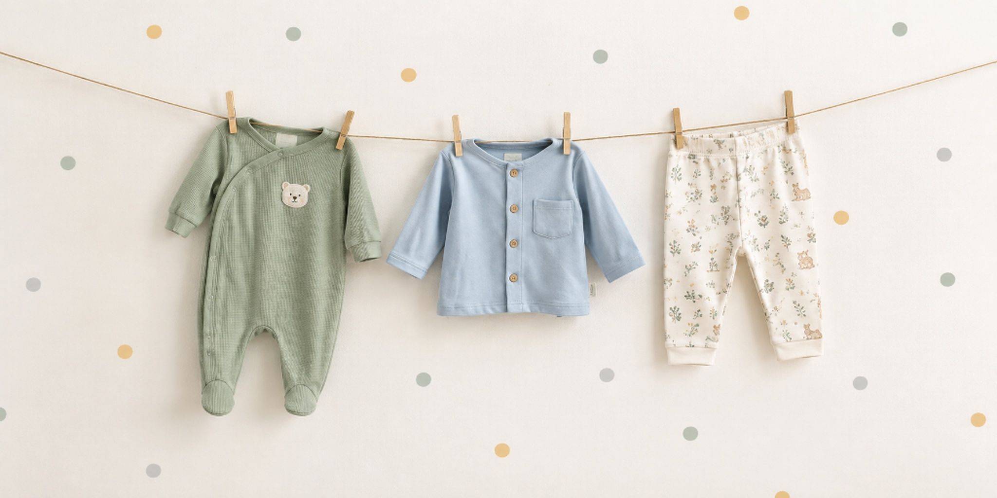 Baby Clothes on Twine Clothesline