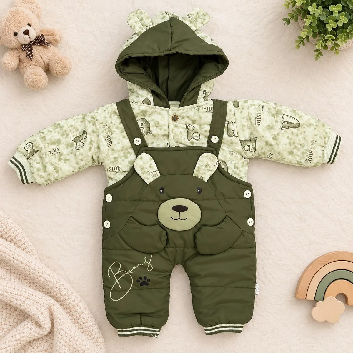 Bear Hooded Winter romper photo 2