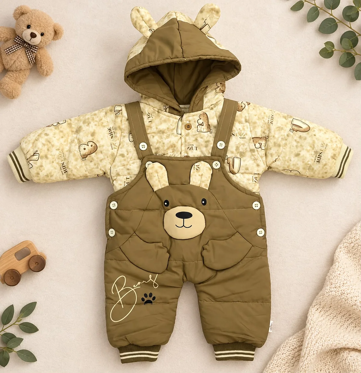 Bear Hooded Winter romper